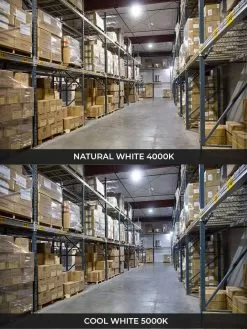 100W UFO LED High Bay - 14000 Lumens - 250W MH Equivalent - 4000K/5000K 16 100W UFO LED High Bay - 14000 Lumens - 250W MH Equivalent - 4000K/5000K -Lighting Decoration Store uhbd s1 xk100 80h installed in warehouse cct