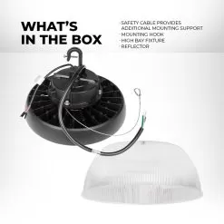 High Voltage 150W UFO LED High Bay With Reflector - 21,000 Lumens - 400W MH Equivalent - 5000K -Lighting Decoration Store uhbd s1 xk150 80h hv whats in the box