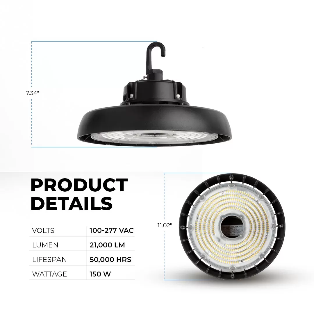150W UFO LED High Bay - 21000 Lumens - 400W MH Equivalent - 4000K/5000K 2 150W UFO LED High Bay - 21000 Lumens - 400W MH Equivalent - 4000K/5000K - Image 2