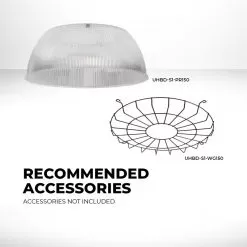 150W UFO LED High Bay - 21000 Lumens - 400W MH Equivalent - 4000K/5000K 14 150W UFO LED High Bay - 21000 Lumens - 400W MH Equivalent - 4000K/5000K -Lighting Decoration Store uhbd s1 xk150 80h r1 recommended accessories