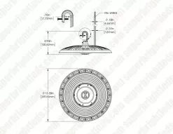 LED UFO High Bay - Field Selectable Power And Color - Up To 33,600 Lumens - Optional Motion Sensor - 150W / 200W / 240W - 3500K / 4000K / 5000K -Lighting Decoration Store uhbd s2 sw3c240w h dim drawing