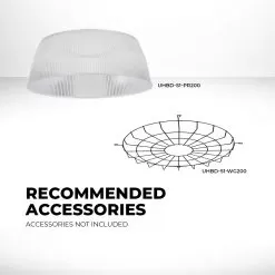 200W High Temperature UFO LED High Bay Light - 28,000 Lumens - 750W MH Equivalent - 5000K -Lighting Decoration Store uhbdt s1 50k200 80h accessories