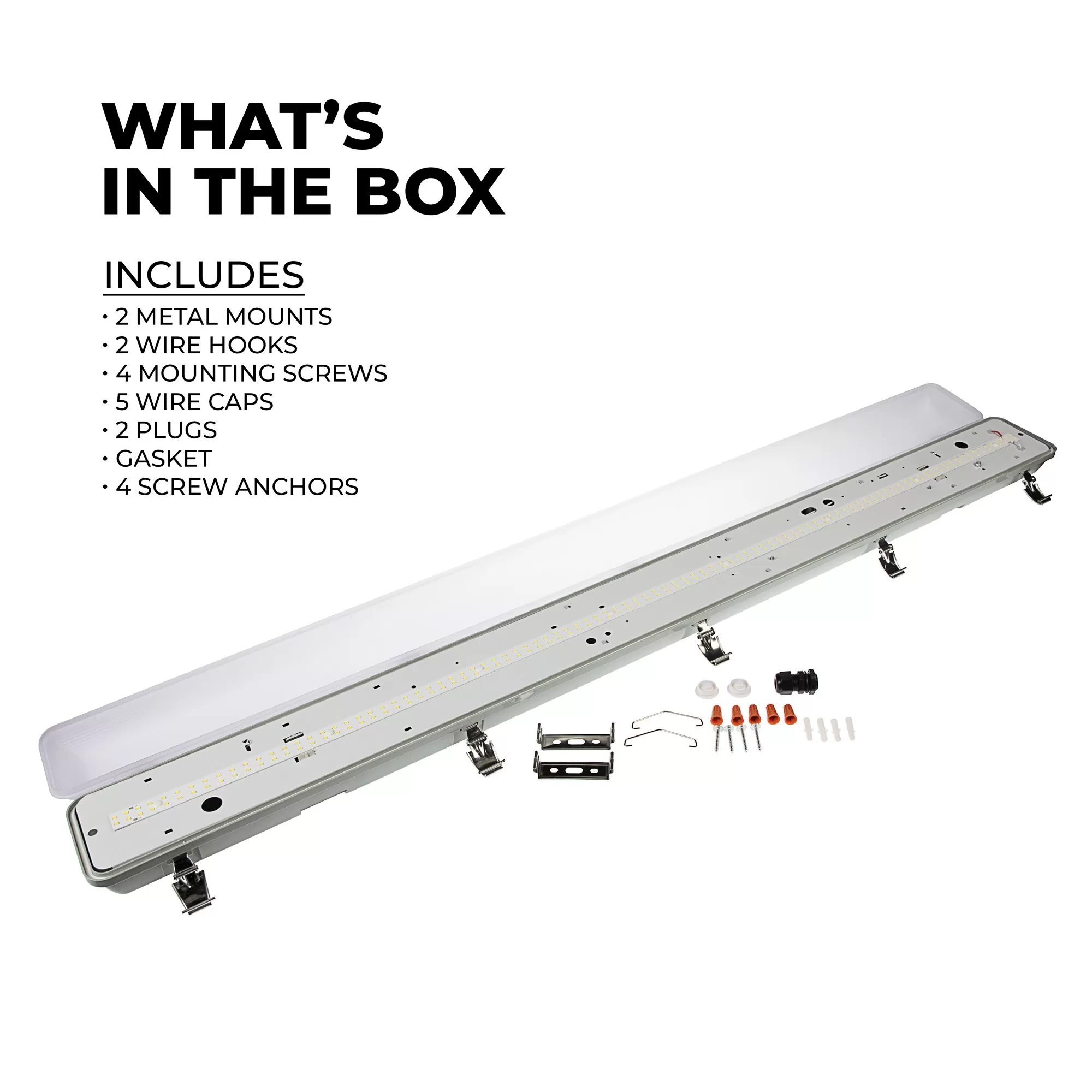 TCP 40W LED Vapor Tight Light Fixture - 4' Industrial Light - 5,200 Lumens - 5000K 3 TCP 40W LED Vapor Tight Light Fixture - 4' Industrial Light - 5,200 Lumens - 5000K - Image 3