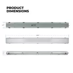 TCP 40W LED Vapor Tight Light Fixture - 4' Industrial Light - 5,200 Lumens - 5000K