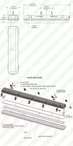 T8 Vapor Tight LED Linear Fixture For 2 LED T8 Tubes - Industrial LED Light - 4' Long - Fixture -Lighting Decoration Store vtlf 2t8 assembly with t8 led tubes for site0