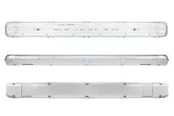 T8 Vapor Tight LED Linear Fixture For 2 LED T8 Tubes - Industrial LED Light - 4' Long - Fixture -Lighting Decoration Store vtlf 2t8 front profile back 1