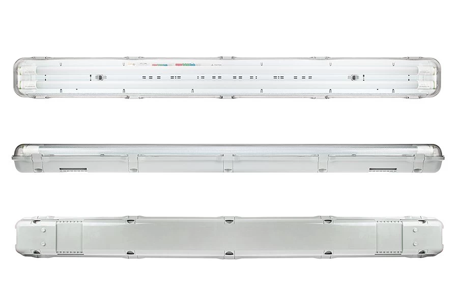 T8 Vapor Tight LED Linear Fixture With 2 T8 Tubes - Industrial LED Light - 4' Long - Natural White 2 T8 Vapor Tight LED Linear Fixture With 2 T8 Tubes - Industrial LED Light - 4' Long - Natural White - Image 2