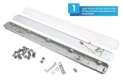 T8 Vapor Tight LED Linear Fixture For 2 LED T8 Tubes - Industrial LED Light - 4' Long - Fixture -Lighting Decoration Store vtlf 2t8 how to step 1