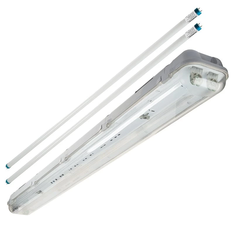 T8 Vapor Tight LED Linear Fixture With 2 T8 Tubes - Industrial LED Light - 4' Long - Natural White 1 T8 Vapor Tight LED Linear Fixture With 2 T8 Tubes - Industrial LED Light - 4' Long - Natural White