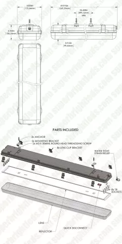 T8 Vapor Tight LED Linear Fixture For 4 LED T8 Tubes - Industrial LED Light - 4' Long - Fixture -Lighting Decoration Store vtlf 4t8 assembly for site