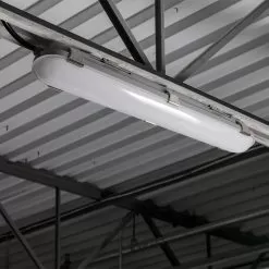 2-Foot Vapor Tight LED Linear Light - Selectable CCT - 25W - 3,200 Lumens - 3000K / 4000K / 5000K 13 2-Foot Vapor Tight LED Linear Light - Selectable CCT - 25W - 3,200 Lumens - 3000K / 4000K / 5000K -Lighting Decoration Store vts2d sw3b25 bfb gr close up installed