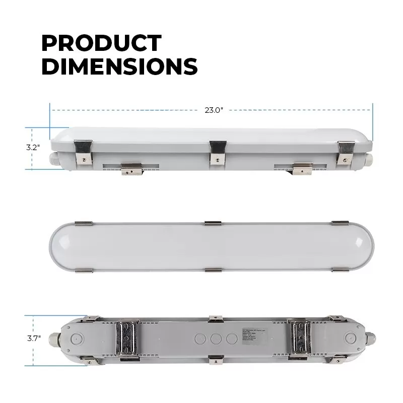 2-Foot Vapor Tight LED Linear Light - Selectable CCT - 25W - 3,200 Lumens - 3000K / 4000K / 5000K 2 2-Foot Vapor Tight LED Linear Light - Selectable CCT - 25W - 3,200 Lumens - 3000K / 4000K / 5000K - Image 2