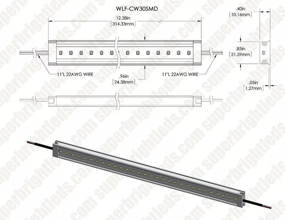 Waterproof Linear LED Light Bar Fixture - 195 Lm/ft - 1ft / 2ft 13 Waterproof Linear LED Light Bar Fixture - 195 Lm/ft - 1ft / 2ft - Image 13
