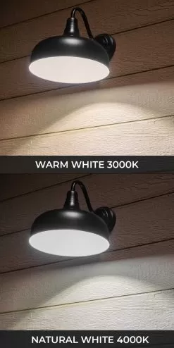 12W Black LED Outdoor Wall Light - Gooseneck Barn Light - 700 Lumens - Natural White -Lighting Decoration Store wll41036 xkbk on mounted