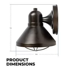 Indoor / Outdoor Wall Light - 7.3" Tall Bronze 9W Decorative LED Sconce -Lighting Decoration Store wll61018 xkbn profile dims 3
