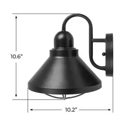 Indoor / Outdoor Wall Light - 10.6" Tall Black 9W LED Barn Light Sconce -Lighting Decoration Store wll61036 xkbk profile dims updated2