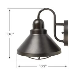 Indoor / Outdoor Wall Light - 10.6" Tall Bronze 9W LED Barn Light Sconce -Lighting Decoration Store wll61036 xkbn profile dims updated2