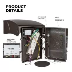 Adjustable Full Cutoff LED Wall Pack - 120W - Selectable CCT - Bypassable Photocell - 400W MH Equivalent - 3000K / 4000K / 5000K -Lighting Decoration Store wpa sw3b120w h8dbr35 back open