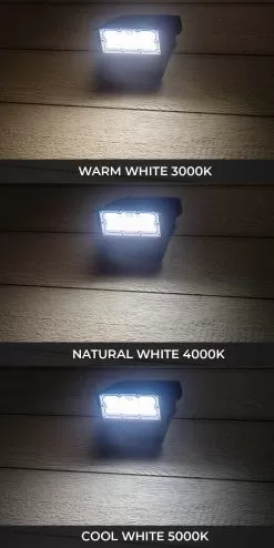 Adjustable Full Cutoff LED Wall Pack - 15W - Selectable CCT - Bypassable Photocell - 70W MH Equivalent - 3000K / 4000K / 5000K 14 Adjustable Full Cutoff LED Wall Pack - 15W - Selectable CCT - Bypassable Photocell - 70W MH Equivalent - 3000K / 4000K / 5000K -Lighting Decoration Store wpa sw3b15w h8dbr35 cct close up on