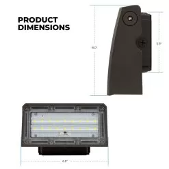 12W Adjustable Full Cutoff LED Wall Pack - 1560 Lumens - 50W MH Equivalent - 5000K/3000K - Cool White -Lighting Decoration Store wpa xk12 w dimensions