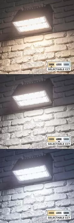 120W Selectable CCT Full Cutoff LED Wall Pack - Bypassable Photocell - 14400 Lumens - 400W MH Equivalent - WPFCCT-SW3B120-ST3-BRP -Lighting Decoration Store wpfcct sw3b40 st3 brp close up on cct 1