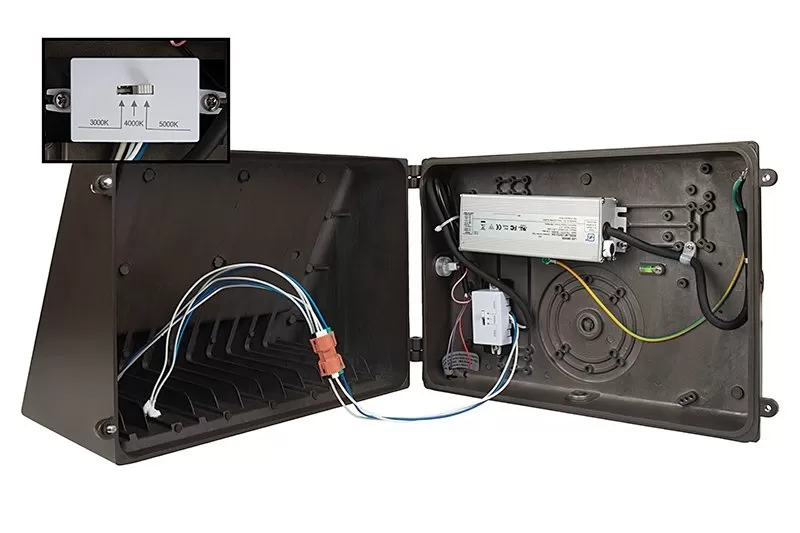 150W Selectable CCT Full Cutoff LED Wall Pack - Bypassable Photocell - 18000 Lumens - 1000W MH Equivalent - WPFCCT-SW3B150-ST3-BRP 4 150W Selectable CCT Full Cutoff LED Wall Pack - Bypassable Photocell - 18000 Lumens - 1000W MH Equivalent - WPFCCT-SW3B150-ST3-BRP - Image 4