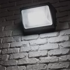 28W LED Wall Pack With Integrated Photocell - 2,800 Lumens - Glass Lens - 70W Metal Halide Equivalent - 5000K - Cool White With Photovoltaic Cell -Lighting Decoration Store wpg 50k28w sphotocell on