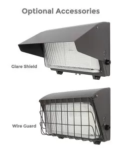 40W LED Wall Pack - Integrated Photocell - 5200 Lumens - Glass Lens - 175W MH Equivalent - 5000K - Cool White 11 40W LED Wall Pack - Integrated Photocell - 5200 Lumens - Glass Lens - 175W MH Equivalent - 5000K - Cool White -Lighting Decoration Store wpg gs attached to wall pack optional4 1