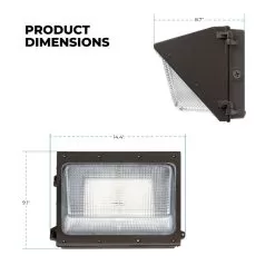 28W LED Wall Pack With Integrated Photocell - 2,800 Lumens - Glass Lens - 70W Metal Halide Equivalent - 5000K - Cool White With Photovoltaic Cell -Lighting Decoration Store wpg x dimensions 4