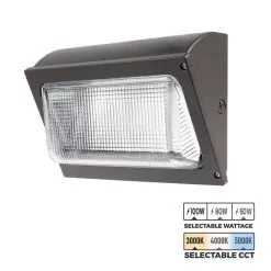 LED Wall Pack With Selectable CCT And Wattage - Durable Glass Lens - 13,500 Lumens - 60W / 80W / 100W - 3000K / 4000K / 5000K