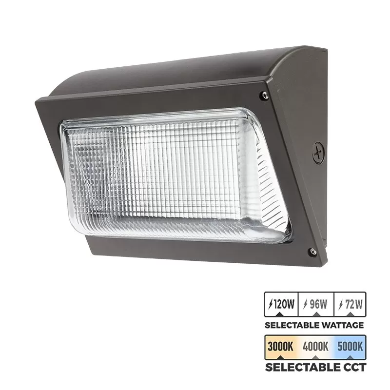 LED Wall Pack With Selectable CCT And Wattage - Durable Glass Lens - 16,200 Lumens - 72W / 96W / 120W - 3000K / 4000K / 5000K 1 LED Wall Pack With Selectable CCT And Wattage - Durable Glass Lens - 16,200 Lumens - 72W / 96W / 120W - 3000K / 4000K / 5000K
