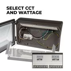 LED Wall Pack With Selectable CCT And Wattage - Durable Glass Lens - 4,725 Lumens - 21W / 28W / 35W - 3000K / 4000K / 5000K -Lighting Decoration Store wpgl2 sw3b35 hpc insideupdated