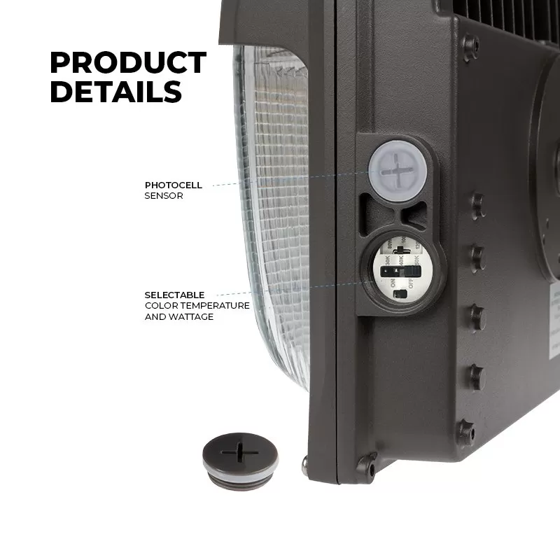 Slim LED Wall Pack - Selectable CCT And Wattage - Up To 16,200 Lumens - Integrated Photocell - 3000K / 4000K / 5000K - 80W / 100W / 120W 4 Slim LED Wall Pack - Selectable CCT And Wattage - Up To 16,200 Lumens - Integrated Photocell - 3000K / 4000K / 5000K - 80W / 100W / 120W - Image 4