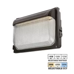Slim LED Wall Pack - Selectable CCT And Wattage - Up To 16,200 Lumens - Integrated Photocell - 3000K / 4000K / 5000K - 80W / 100W / 120W