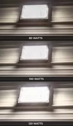 Slim LED Wall Pack - Selectable CCT And Wattage - Up To 16,200 Lumens - Integrated Photocell - 3000K / 4000K / 5000K - 80W / 100W / 120W 13 Slim LED Wall Pack - Selectable CCT And Wattage - Up To 16,200 Lumens - Integrated Photocell - 3000K / 4000K / 5000K - 80W / 100W / 120W -Lighting Decoration Store wplp sw3b120 h y watt on