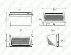 MaxLite WallMax Open Face LED Wall Pack - Selectable CCT - Selectable Wattage - 400W MH Equivalent - 80W / 100W / 120W - 3000K / 4000K / 5000K -Lighting Decoration Store wpop120u wcsbcr dim drawing