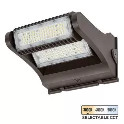 60W Selectable CCT Rotatable LED Wall Pack - Integrated Photocell - 8400 Lumens - 320W MH Equivalent - 3000K/4000K/5000K - WPRCCT-SW3B60-WST1-BRP