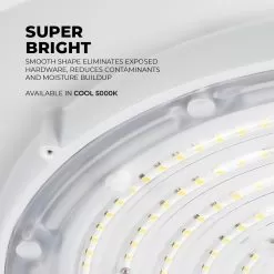 100W White LED Washdown High Bay - NSF Compliant - 13000 Lumens - 400W MH Equivalent - 5000K - Cool White -Lighting Decoration Store wud 50k200h 110whiteartboard3 1