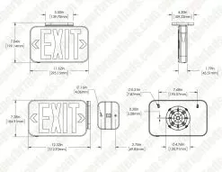 LED Exit Sign - Battery Backup - Flame-Retardant - Single Or Double Face - Red / Green -Lighting Decoration Store xs rg dim drawings
