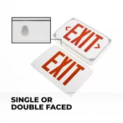 Wet Location Rated LED Exit Sign - Battery Backup - Flame-Retardant - Single Or Double Faced - Red -Lighting Decoration Store xs rwl single or double faced