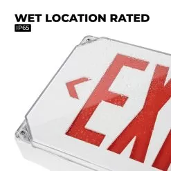 Wet Location Rated LED Exit Sign - Battery Backup - Flame-Retardant - Single Or Double Faced - Red -Lighting Decoration Store xs rwl wet