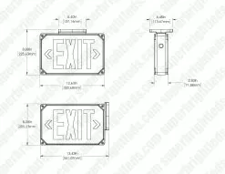 Wet Location Rated LED Exit Sign - Battery Backup - Flame-Retardant - Single Or Double Faced - Red -Lighting Decoration Store xs rwl side or top mount