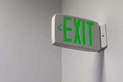 LED Exit Sign - Battery Backup - Flame-Retardant - Single Or Double Face - Red / Green -Lighting Decoration Store xs x installed on wall0 1