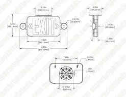 Black Combo LED Emergency Exit Sign - Battery Backup - Adjustable Light Heads - Single Or Double Face - Red / Green -Lighting Decoration Store xsc rg black dim drawing