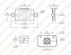 Combo LED Emergency Exit Sign - Battery Backup - Adjustable Light Heads - Single Or Double Face - Red / Green -Lighting Decoration Store xsc rg dim drawings