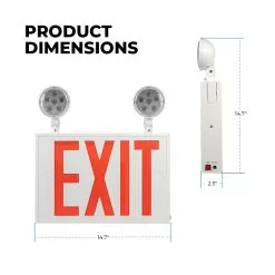 New York City Approved LED Exit Sign - Battery Backup - Adjustable Light Heads -Lighting Decoration Store xscs2 rw product dims