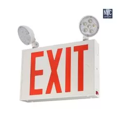 New York City Approved LED Exit Sign - Battery Backup - Adjustable Light Heads