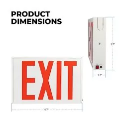 New York City Approved LED Exit Sign - Battery Backup - Steel Construction -Lighting Decoration Store xss r w product dims